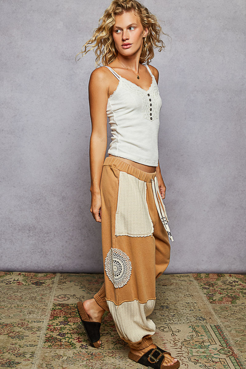 POL Boho Patchwork Crochet Pocket Pants-pants-Krush Kandy, Women's Online Fashion Boutique Located in Phoenix, Arizona (Scottsdale Area)