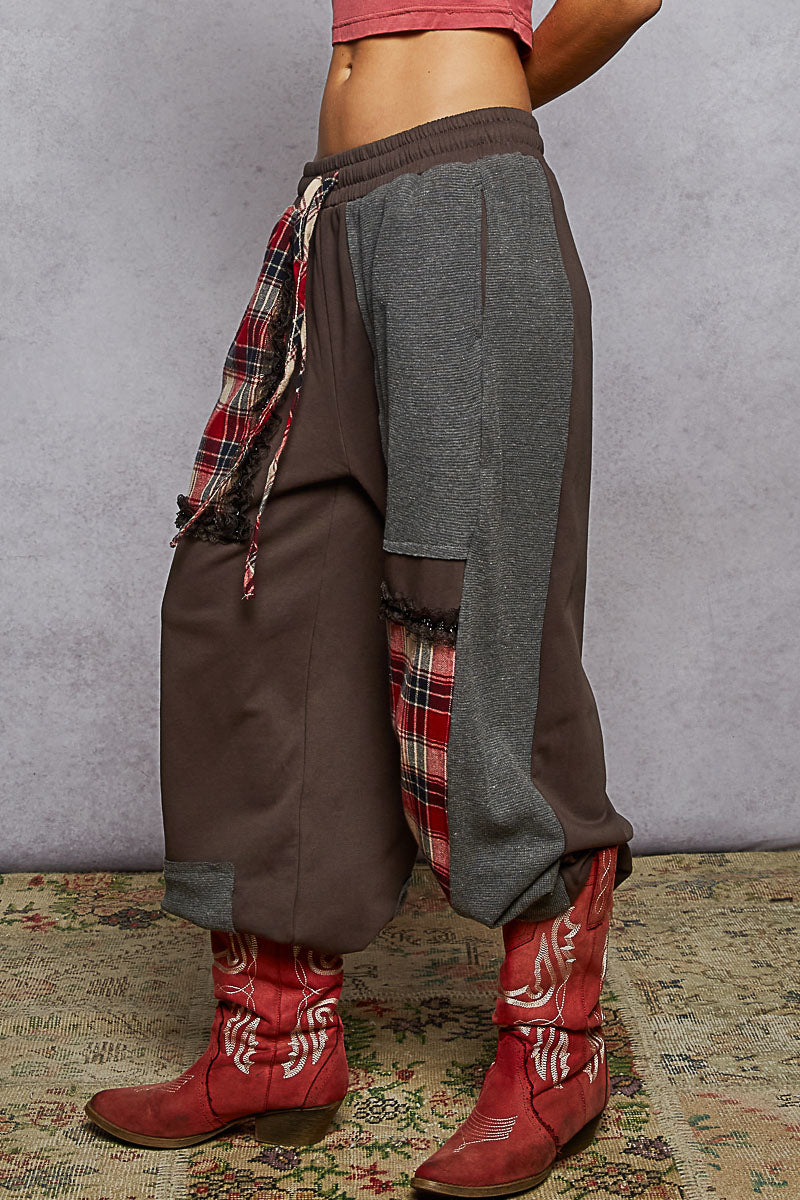 POL Plaid Contrast French Terry Jogger Pants-pants-Krush Kandy, Women's Online Fashion Boutique Located in Phoenix, Arizona (Scottsdale Area)