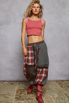 POL Plaid Contrast French Terry Jogger Pants-pants-Krush Kandy, Women's Online Fashion Boutique Located in Phoenix, Arizona (Scottsdale Area)