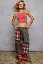 POL Plaid Contrast French Terry Jogger Pants-pants-Krush Kandy, Women's Online Fashion Boutique Located in Phoenix, Arizona (Scottsdale Area)