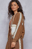 POL Studded Trim Gauze Ho odie-Hoodies-Krush Kandy, Women's Online Fashion Boutique Located in Phoenix, Arizona (Scottsdale Area)