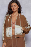POL Studded Trim Gauze Ho odie-Hoodies-Krush Kandy, Women's Online Fashion Boutique Located in Phoenix, Arizona (Scottsdale Area)
