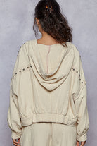 POL Studded Trim Gauze Ho odie-Hoodies-Krush Kandy, Women's Online Fashion Boutique Located in Phoenix, Arizona (Scottsdale Area)