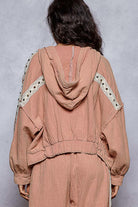 POL Studded Trim Gauze Ho odie-Hoodies-Krush Kandy, Women's Online Fashion Boutique Located in Phoenix, Arizona (Scottsdale Area)