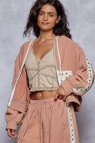 POL Studded Trim Gauze Ho odie-Hoodies-Krush Kandy, Women's Online Fashion Boutique Located in Phoenix, Arizona (Scottsdale Area)