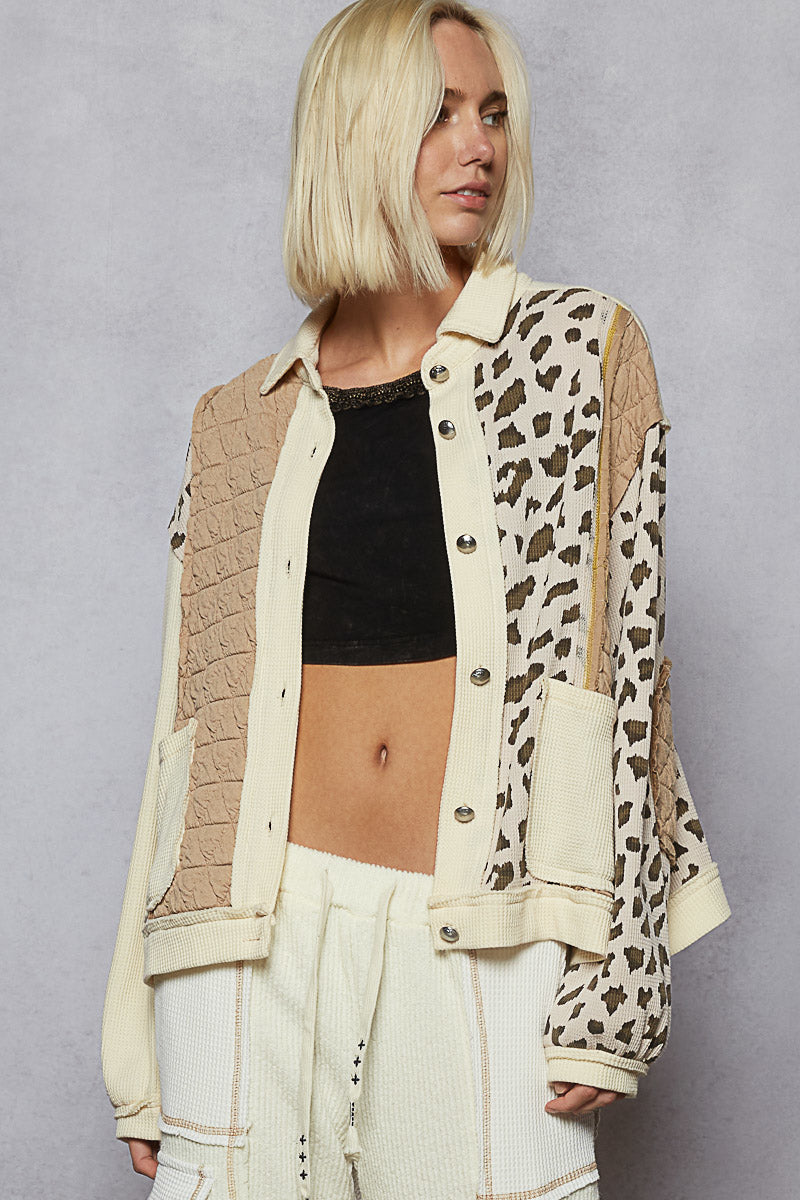 POL Floral Print Contrast Color Bloc k Quilted Jacket-Jacket-Krush Kandy, Women's Online Fashion Boutique Located in Phoenix, Arizona (Scottsdale Area)
