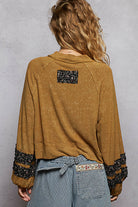 POL Textured Patch Shirring Top-Long Sleeve Tops-Krush Kandy, Women's Online Fashion Boutique Located in Phoenix, Arizona (Scottsdale Area)
