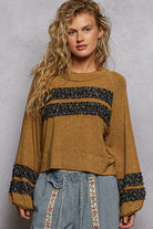 POL Textured Patch Shirring Top-Long Sleeve Tops-Krush Kandy, Women's Online Fashion Boutique Located in Phoenix, Arizona (Scottsdale Area)