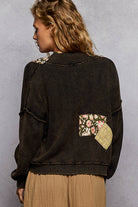 POL Patchwork Neckband Textured Knit Cardigan-Cardigans-Krush Kandy, Women's Online Fashion Boutique Located in Phoenix, Arizona (Scottsdale Area)