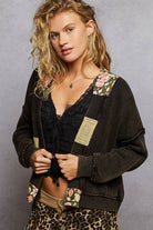 POL Patchwork Neckband Textured Knit Cardigan-Cardigans-Krush Kandy, Women's Online Fashion Boutique Located in Phoenix, Arizona (Scottsdale Area)