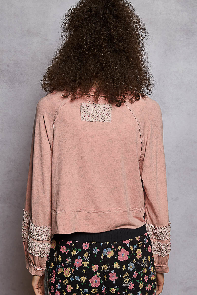 POL Textured Patch Shirring Top-Long Sleeve Tops-Krush Kandy, Women's Online Fashion Boutique Located in Phoenix, Arizona (Scottsdale Area)