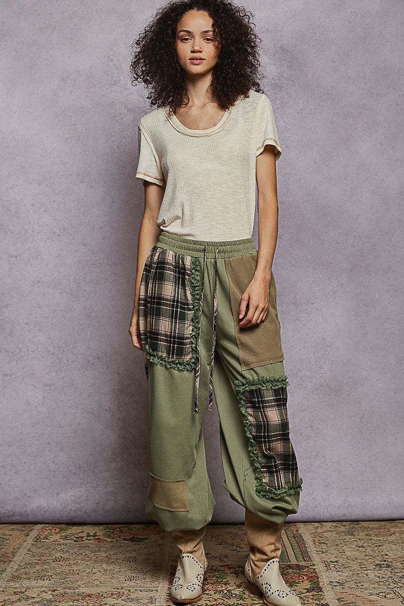 POL Plaid Contrast French Terry Jogger Pants-pants-Krush Kandy, Women's Online Fashion Boutique Located in Phoenix, Arizona (Scottsdale Area)