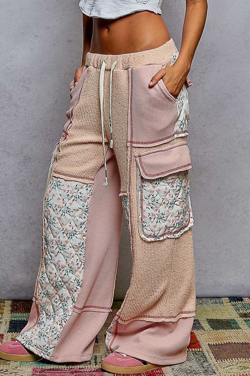 POL Quilted Floral Patch Pants-Pants-Krush Kandy, Women's Online Fashion Boutique Located in Phoenix, Arizona (Scottsdale Area)