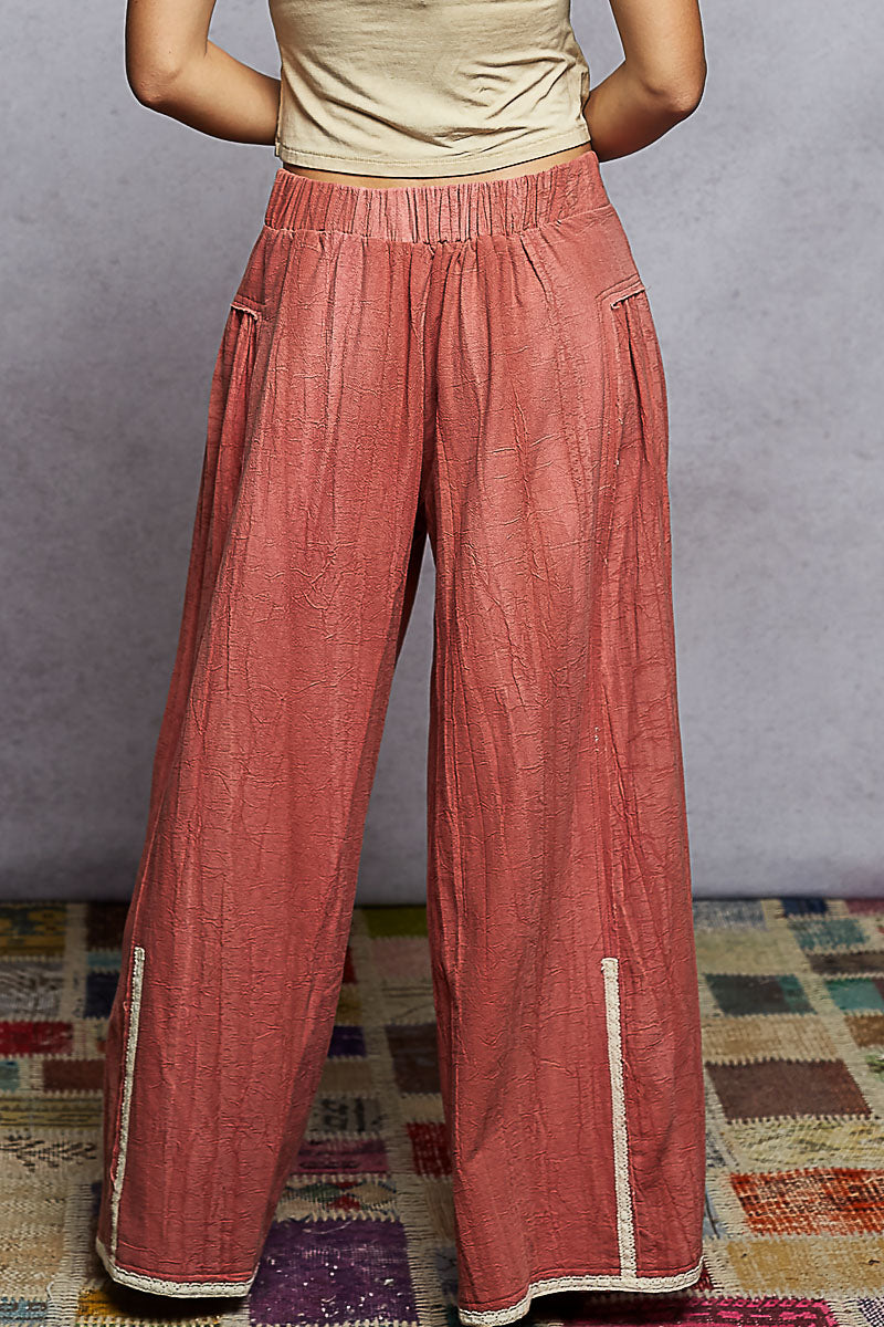 POL Gauze Wide-Leg Trim Pants-Pants-Krush Kandy, Women's Online Fashion Boutique Located in Phoenix, Arizona (Scottsdale Area)