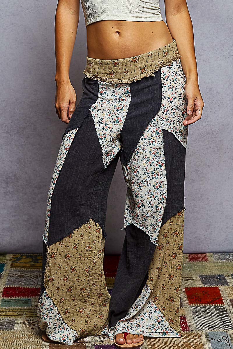 POL Boho Patchwork Wide-Leg Cotton Pants-Pants-Krush Kandy, Women's Online Fashion Boutique Located in Phoenix, Arizona (Scottsdale Area)