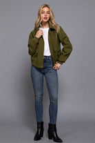 Long Sleeve Lapel Collar Soft Felt Bomber Jacket-Jackets-Krush Kandy, Women's Online Fashion Boutique Located in Phoenix, Arizona (Scottsdale Area)