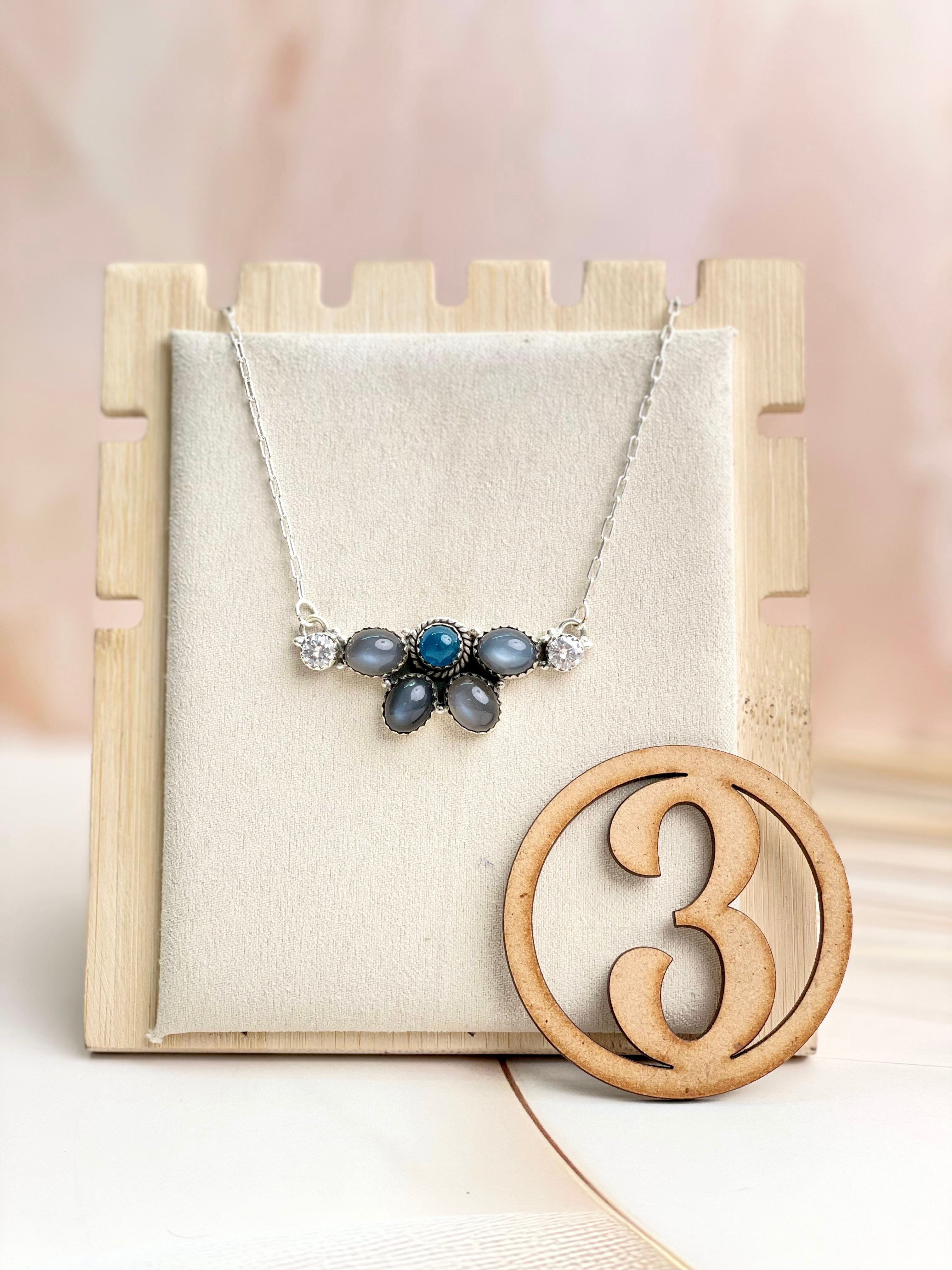 Grey Moonstone & Blue Apatite Necklace Sno 13-Necklaces-Krush Kandy, Women's Online Fashion Boutique Located in Phoenix, Arizona (Scottsdale Area)