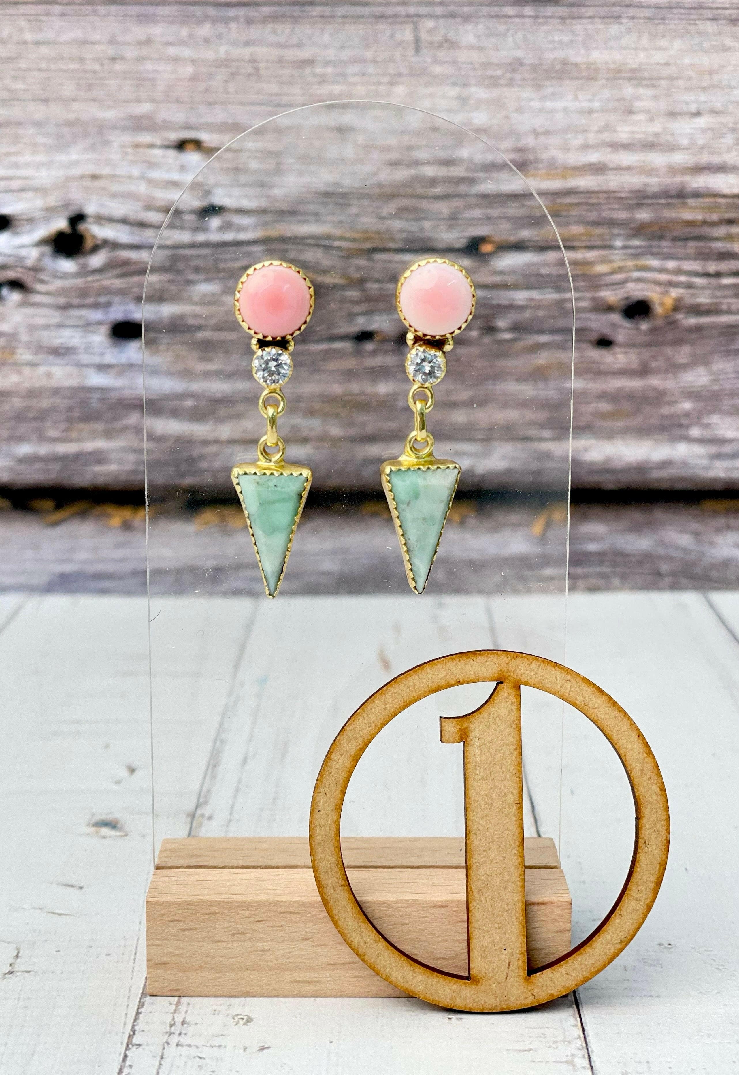 Pink Conch Desert Peaks Stone Earrings-Earrings-Krush Kandy, Women's Online Fashion Boutique Located in Phoenix, Arizona (Scottsdale Area)