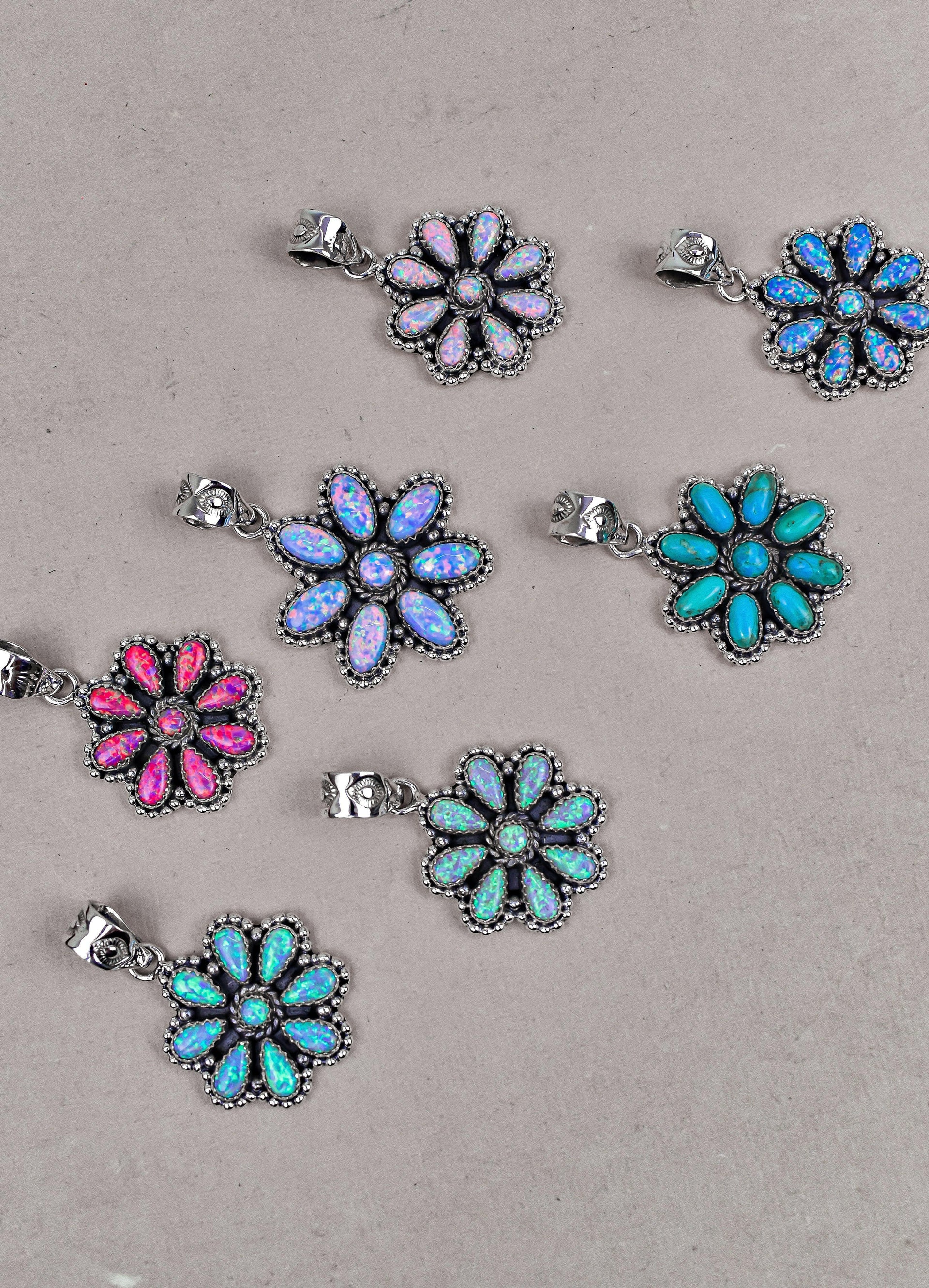 Silver Blossom Gem Pendant-Pendant Necklaces-Krush Kandy, Women's Online Fashion Boutique Located in Phoenix, Arizona (Scottsdale Area)