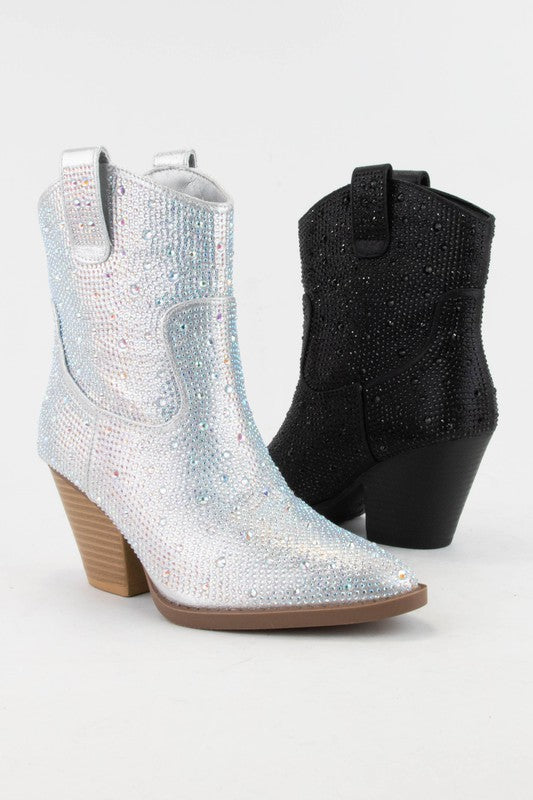 Rhinestone Rodeo Stacked Heel Cowboy Boots-Boots-Krush Kandy, Women's Online Fashion Boutique Located in Phoenix, Arizona (Scottsdale Area)