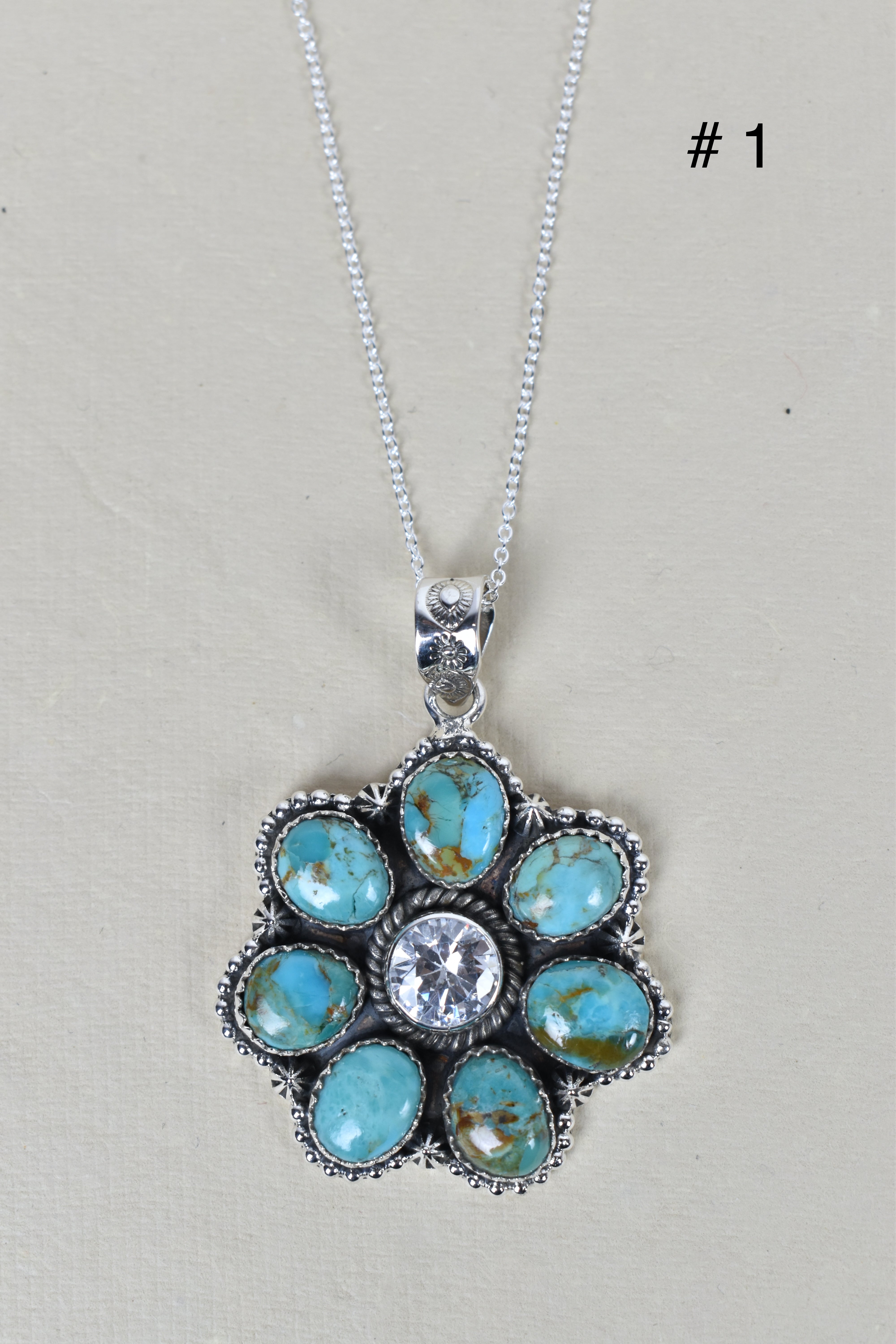 Sterling Silver Crystal and Gemstone Daisy Necklace-Bracelets-Krush Kandy, Women's Online Fashion Boutique Located in Phoenix, Arizona (Scottsdale Area)