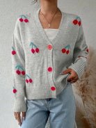 Cherry Button-Up Knit Cardigan-Tops-Krush Kandy, Women's Online Fashion Boutique Located in Phoenix, Arizona (Scottsdale Area)
