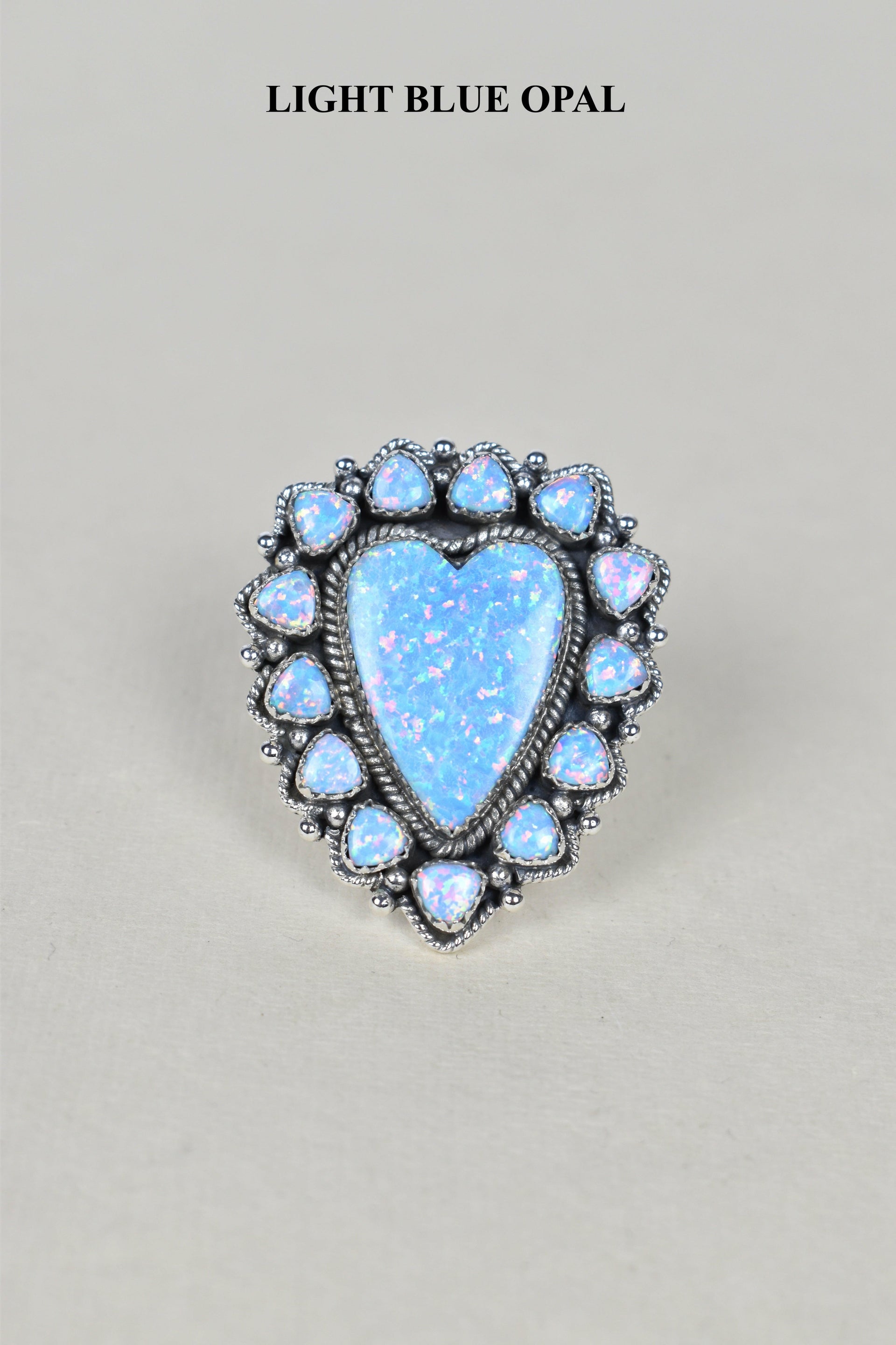 Heart Cluster Sterling Silver & Opal Rings-Cluster Rings-Krush Kandy, Women's Online Fashion Boutique Located in Phoenix, Arizona (Scottsdale Area)