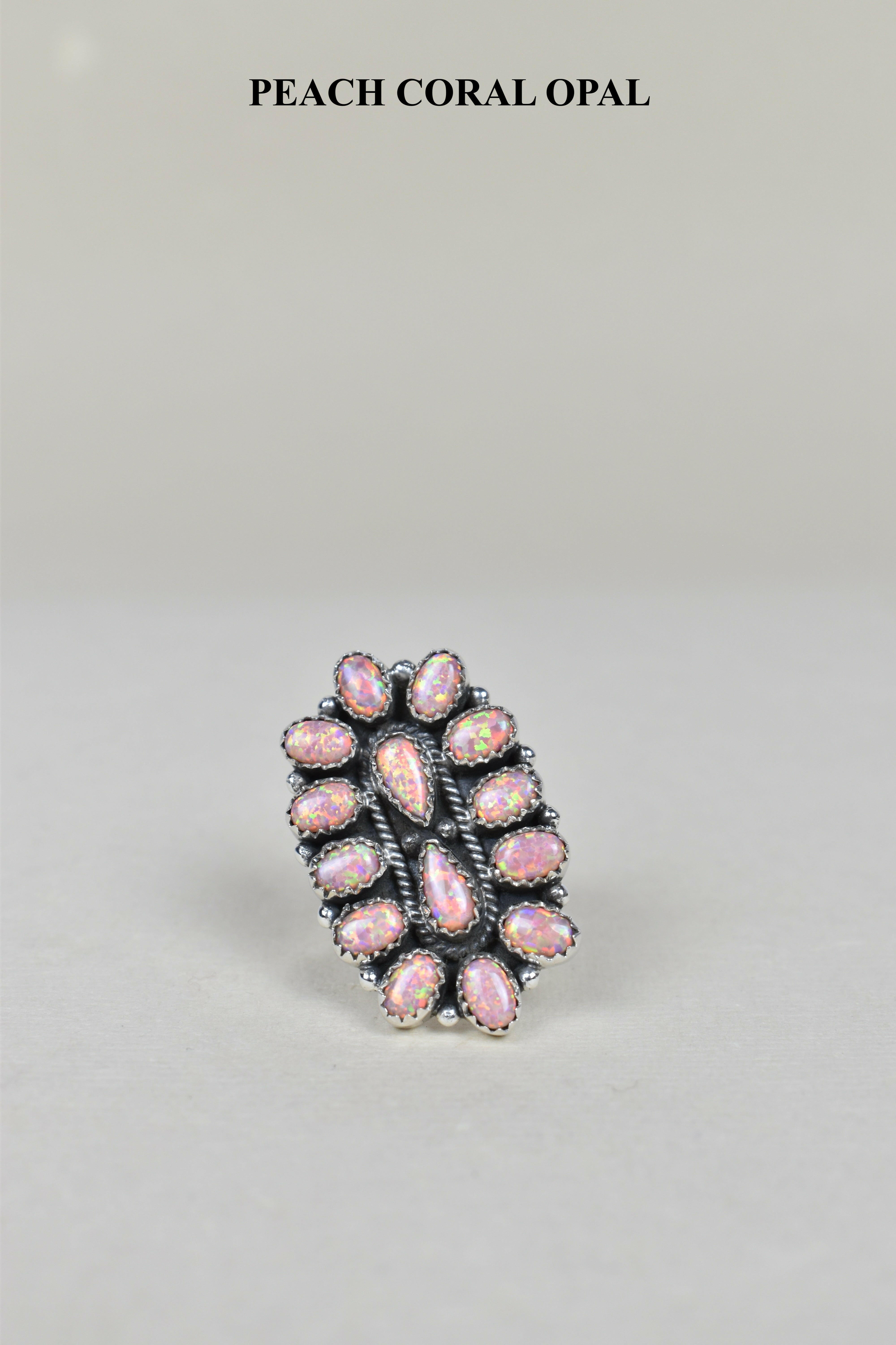 Dainty Long Blossom Cluster Opal Ring-Cluster Rings-Krush Kandy, Women's Online Fashion Boutique Located in Phoenix, Arizona (Scottsdale Area)