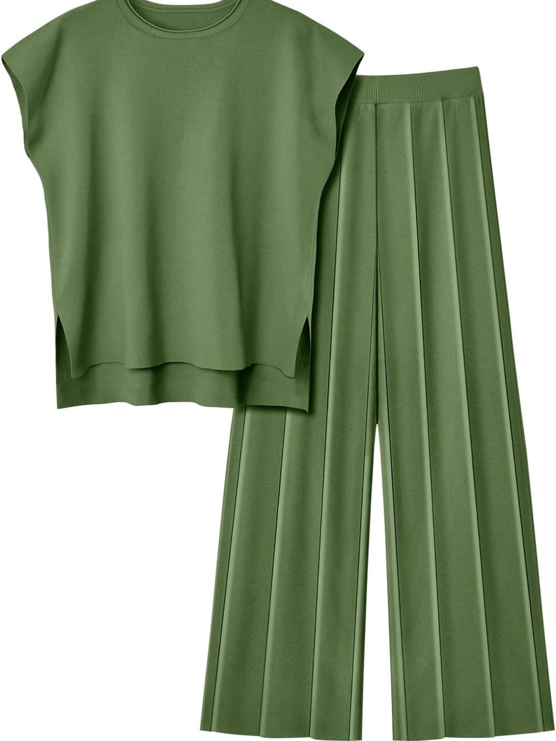 Round Neck Cap Sleeve Top and Pants Knit Set-Krush Kandy, Women's Online Fashion Boutique Located in Phoenix, Arizona (Scottsdale Area)