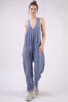 VERY J Plunge Sleeveless Jumpsuit with Pockets-Krush Kandy, Women's Online Fashion Boutique Located in Phoenix, Arizona (Scottsdale Area)