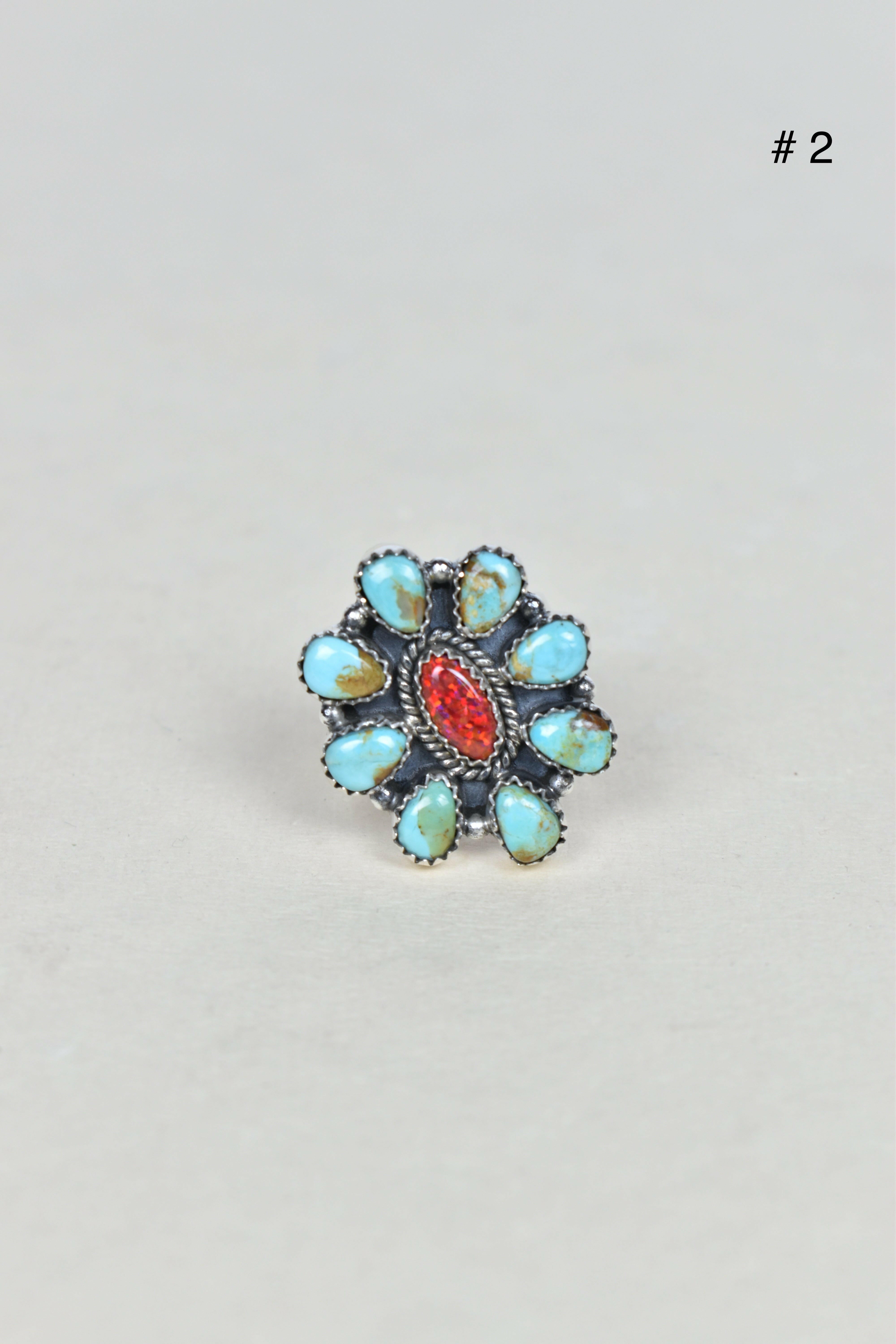 Turquoise Halo Delight Ring-Cluster Rings-Krush Kandy, Women's Online Fashion Boutique Located in Phoenix, Arizona (Scottsdale Area)