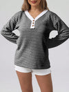 Striped Button Detail Long Sleeve Top-Long Sleeve Tops-Krush Kandy, Women's Online Fashion Boutique Located in Phoenix, Arizona (Scottsdale Area)