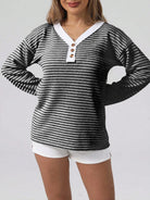 Striped Button Detail Long Sleeve Top-Long Sleeve Tops-Krush Kandy, Women's Online Fashion Boutique Located in Phoenix, Arizona (Scottsdale Area)