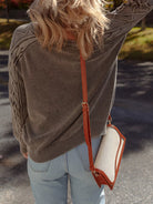 Contrast Cable Knit Sleeve Casual Sweater-Sweaters-Krush Kandy, Women's Online Fashion Boutique Located in Phoenix, Arizona (Scottsdale Area)