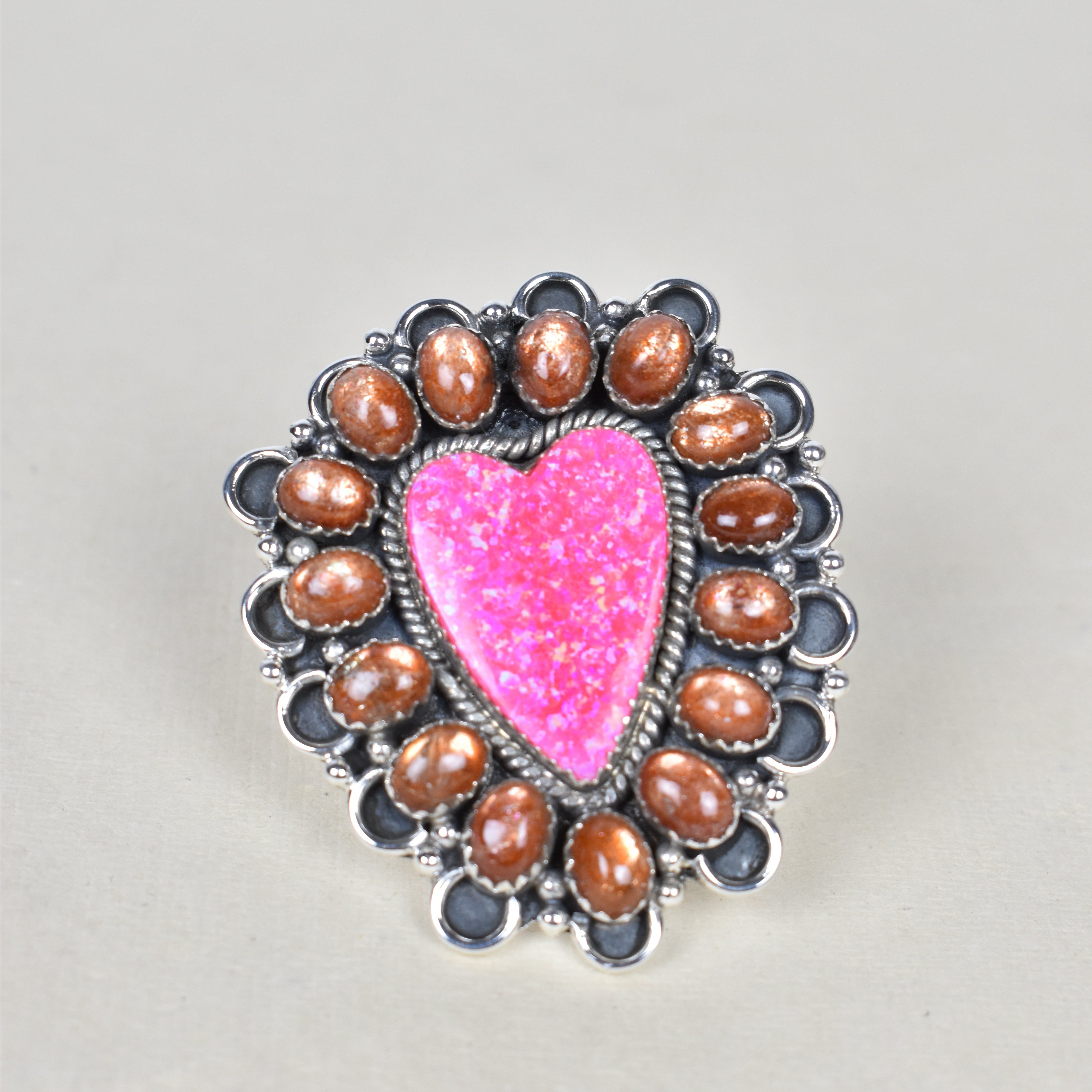 Heart Cluster Sterling Silver & Opal Rings-Rings-Krush Kandy, Women's Online Fashion Boutique Located in Phoenix, Arizona (Scottsdale Area)