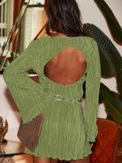 Cutout Back Flare Sleeve Dress-Dresses-Krush Kandy, Women's Online Fashion Boutique Located in Phoenix, Arizona (Scottsdale Area)