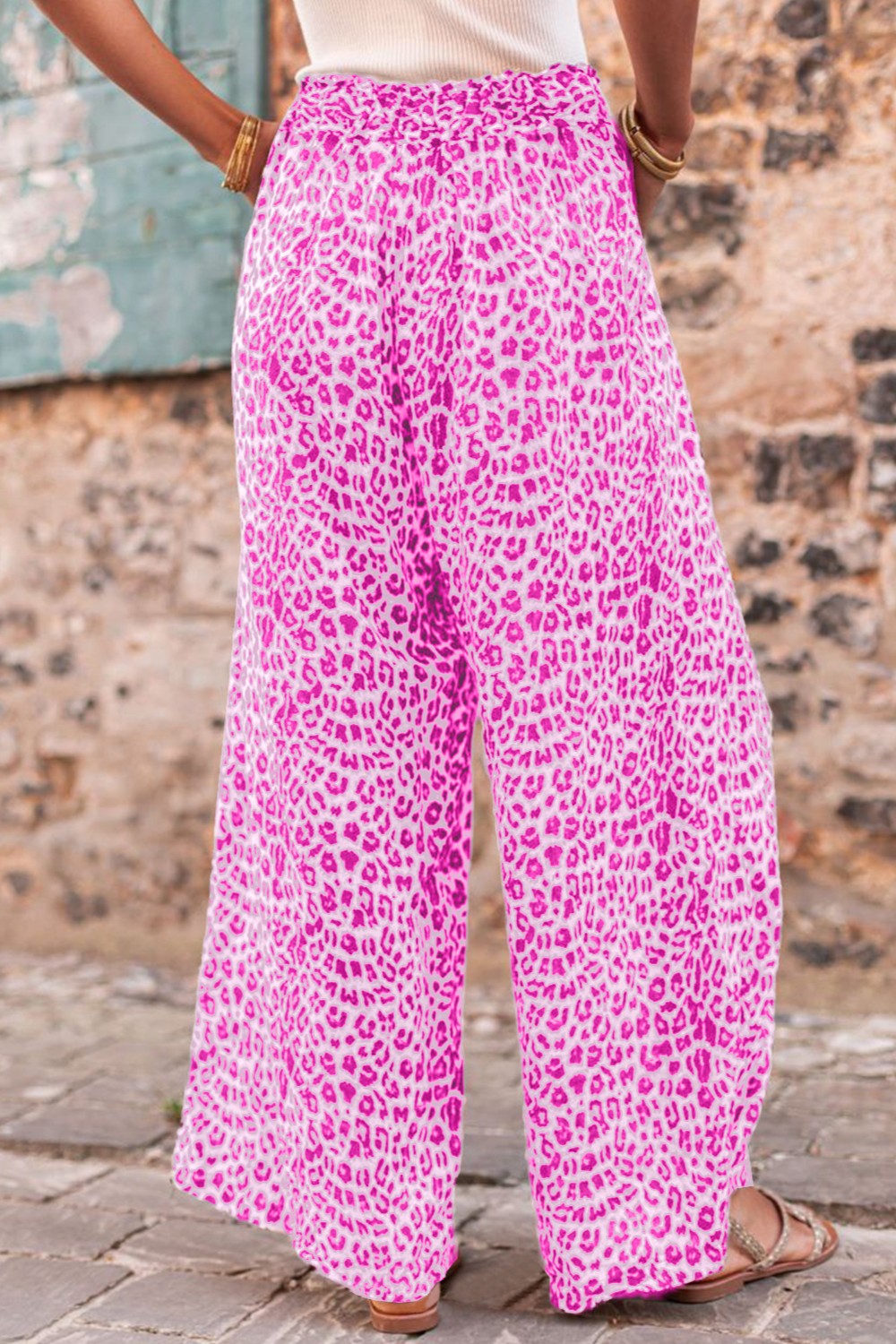 Leopard Drawstring Wide Leg Pants-Pants-Krush Kandy, Women's Online Fashion Boutique Located in Phoenix, Arizona (Scottsdale Area)