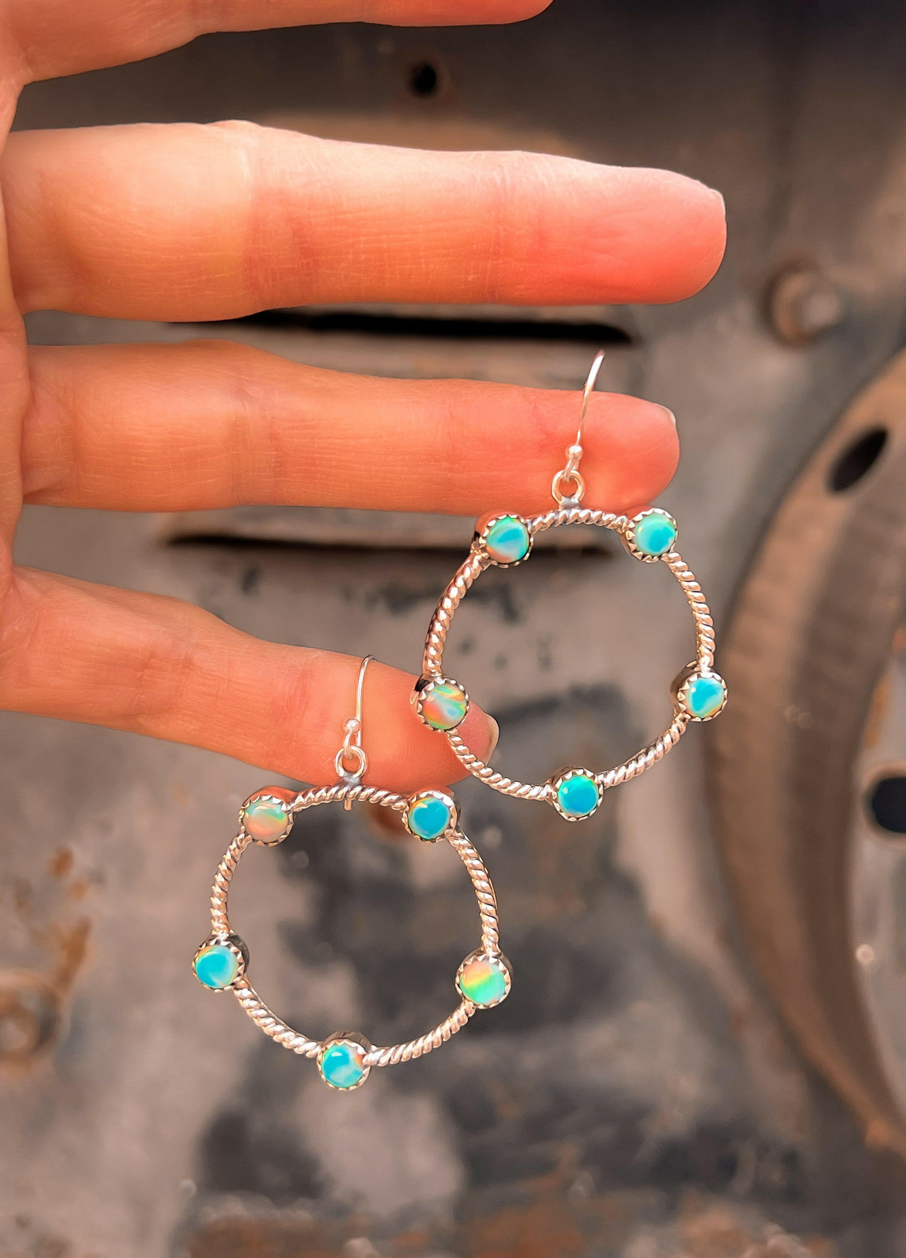 Twisted Rope Stone Hoop Earrings-Hoop Earrings-Krush Kandy, Women's Online Fashion Boutique Located in Phoenix, Arizona (Scottsdale Area)