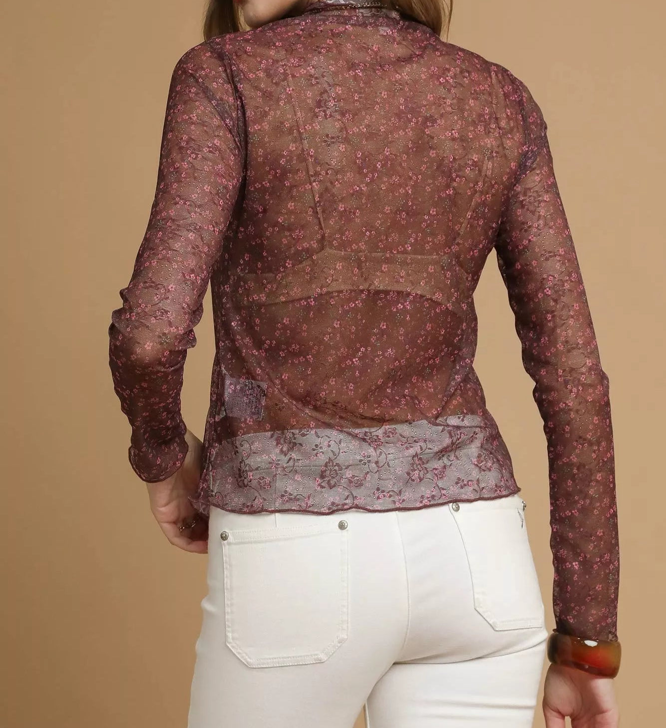 Umgee Nylon Lace Mesh Long Sleeve Top-Tops-Krush Kandy, Women's Online Fashion Boutique Located in Phoenix, Arizona (Scottsdale Area)