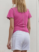 Ruffled Edge Mock Neck Top-Tops-Krush Kandy, Women's Online Fashion Boutique Located in Phoenix, Arizona (Scottsdale Area)