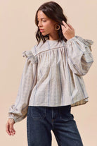 SO ME Floral Cotton Print Ruffled Long Sleeve Blouse-Tops-Krush Kandy, Women's Online Fashion Boutique Located in Phoenix, Arizona (Scottsdale Area)
