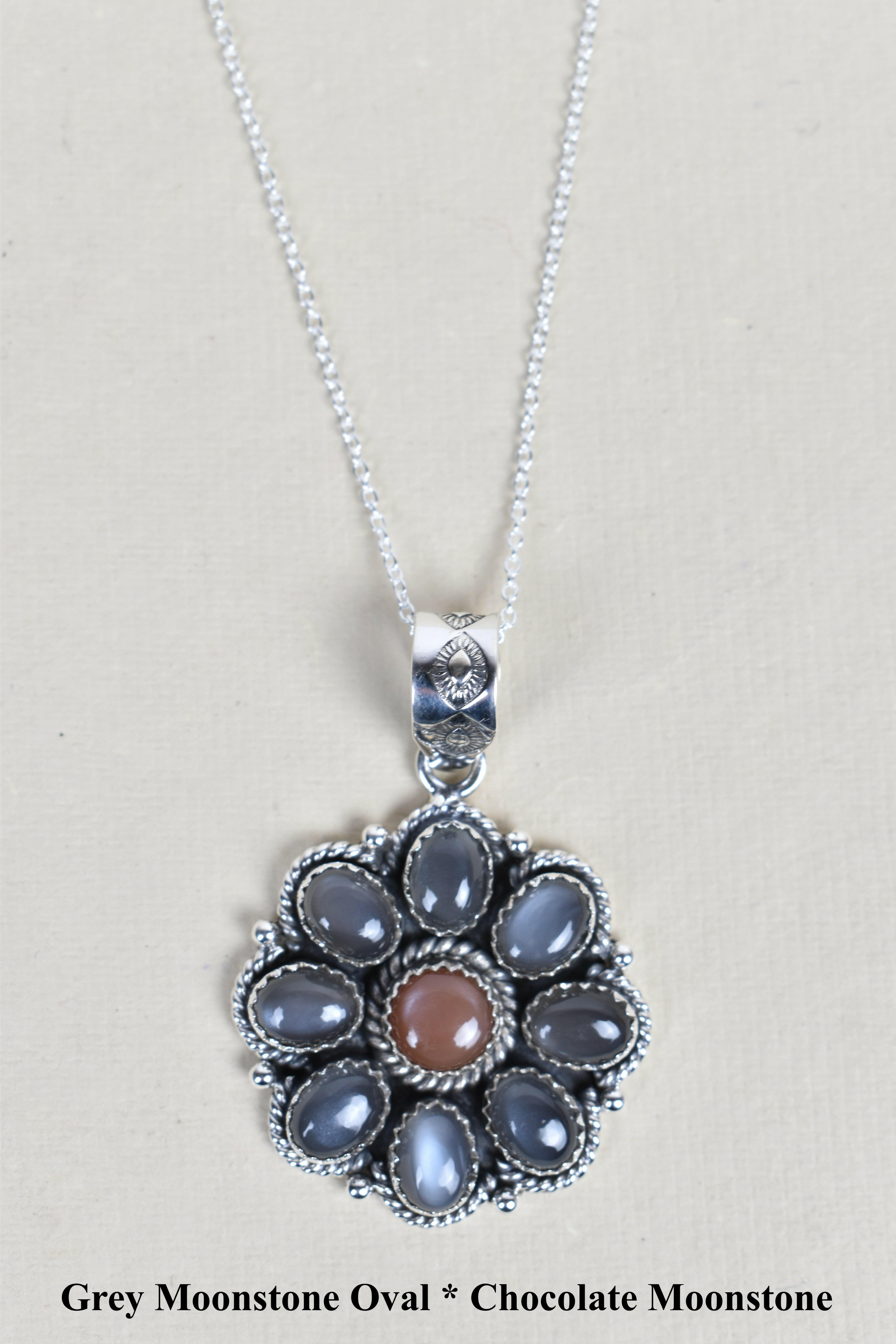 Daisy Days Sterling Silver & Stone Cluster Necklaces-Pendant Necklaces-Krush Kandy, Women's Online Fashion Boutique Located in Phoenix, Arizona (Scottsdale Area)