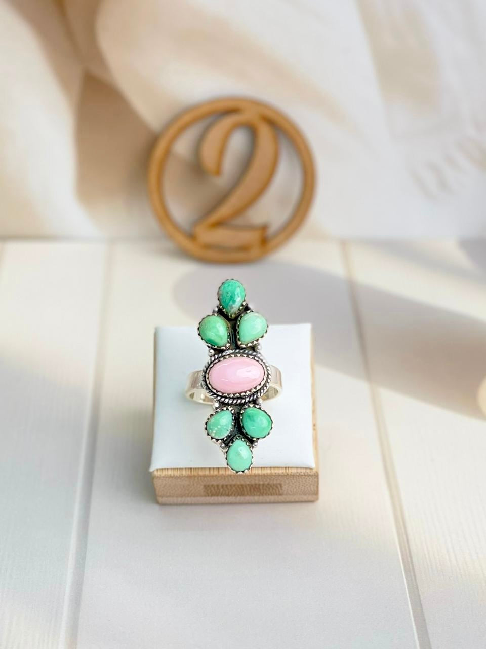 Pink Conch, Varascite & Wild Horse Cluster Rings-Rings-Krush Kandy, Women's Online Fashion Boutique Located in Phoenix, Arizona (Scottsdale Area)