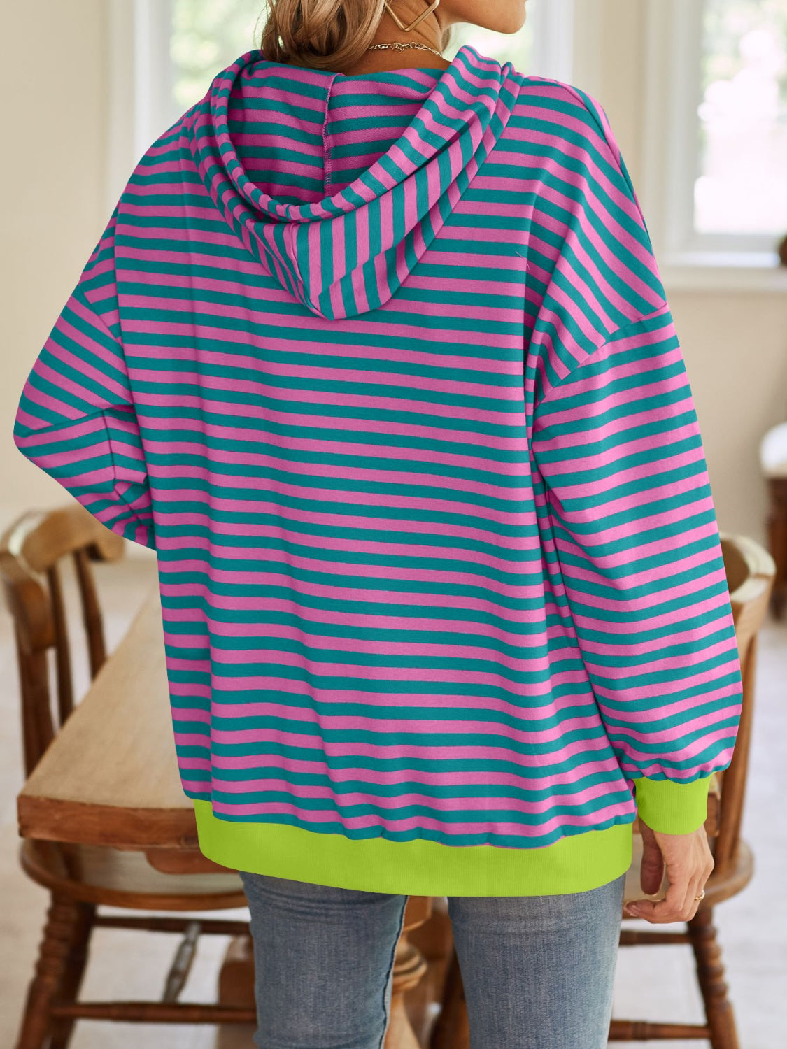 Lovelet Drawstring Striped Long Sleeve Hoodie-Krush Kandy, Women's Online Fashion Boutique Located in Phoenix, Arizona (Scottsdale Area)