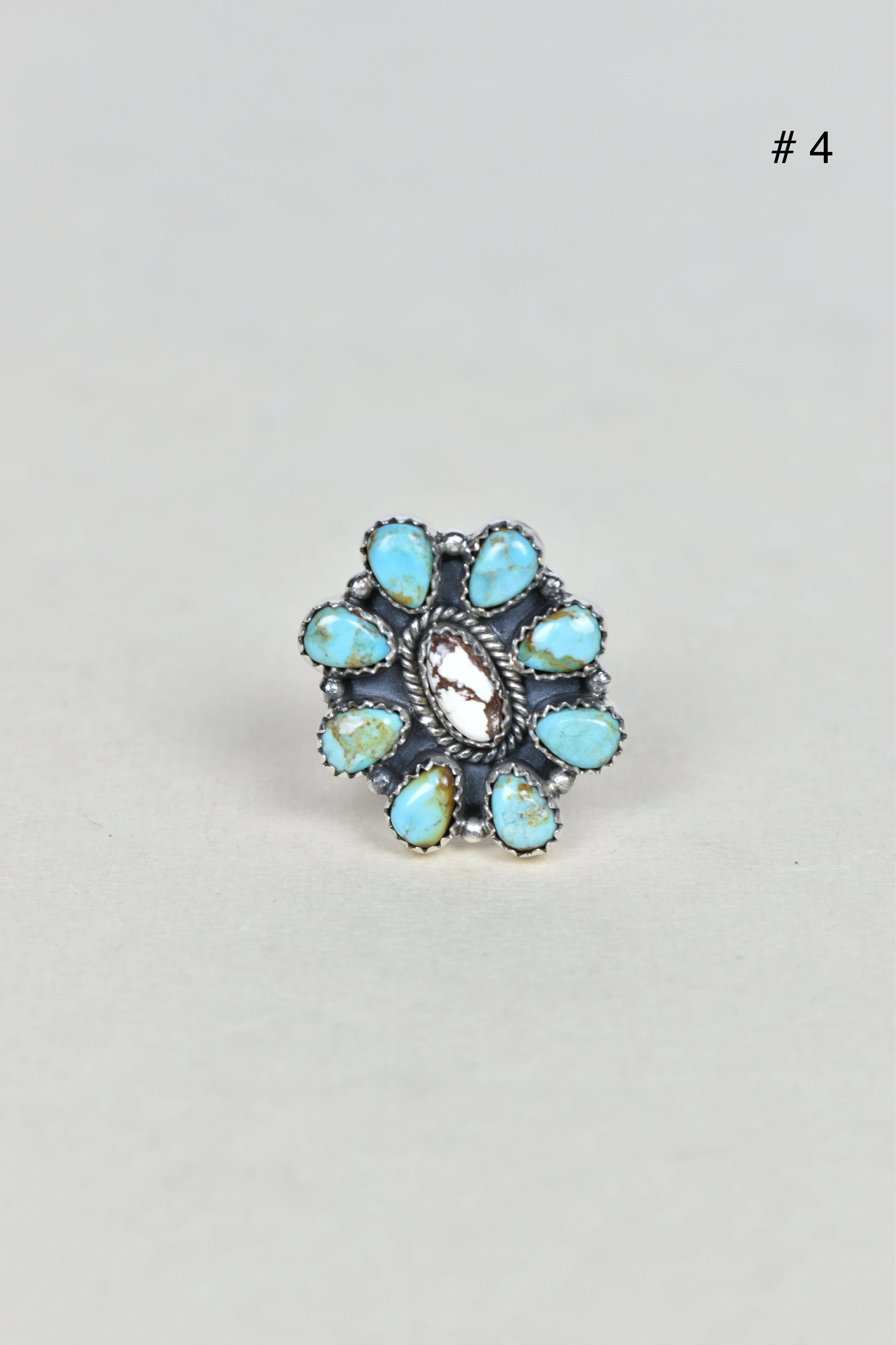 Turquoise Halo Delight Ring-Cluster Rings-Krush Kandy, Women's Online Fashion Boutique Located in Phoenix, Arizona (Scottsdale Area)