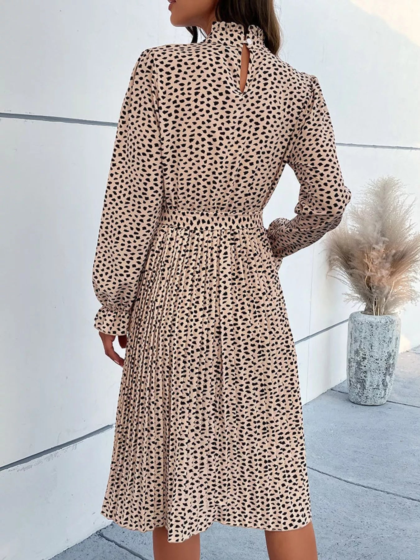 Animal Print Mock Neck Flounce Sleeve Dress-Dresses-Krush Kandy, Women's Online Fashion Boutique Located in Phoenix, Arizona (Scottsdale Area)