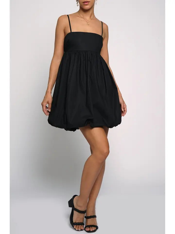 Mini Dress with Bubble Hem and Spaghetti Straps L Mini Dress with Bubble Hem and Spaghetti Straps L