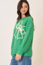 Soft Brushed Embroidered Bow Knit Sweater-Sweaters-Krush Kandy, Women's Online Fashion Boutique Located in Phoenix, Arizona (Scottsdale Area)