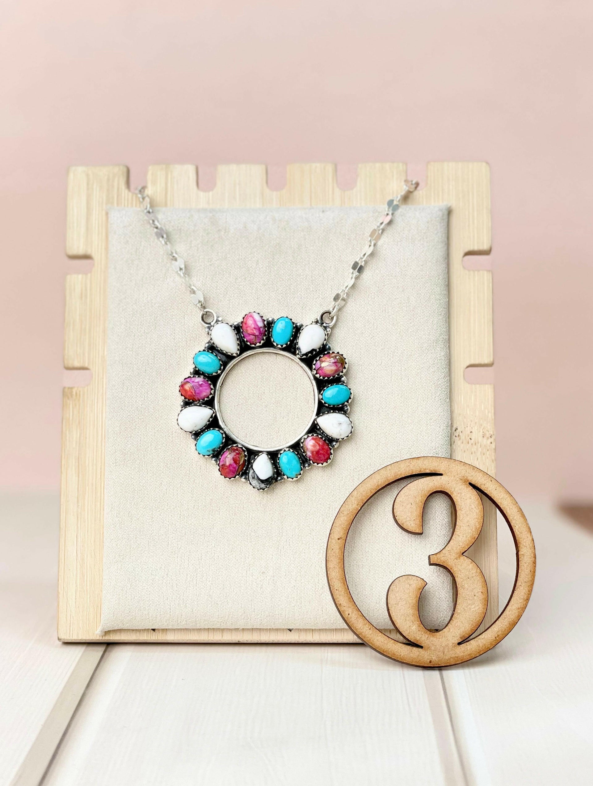 Canyon Dreams Halo Multistone Necklace-Necklaces-Krush Kandy, Women's Online Fashion Boutique Located in Phoenix, Arizona (Scottsdale Area)