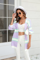 Angel Wings Color Block Ribbed Dropped Shoulder Open Front Cardigan-Krush Kandy, Women's Online Fashion Boutique Located in Phoenix, Arizona (Scottsdale Area)